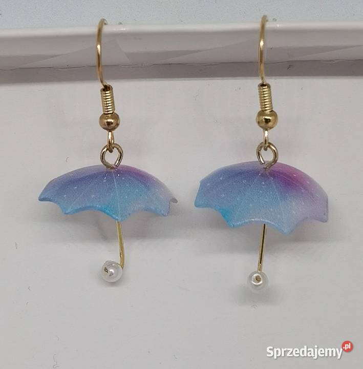 Kolorowe kolczyki parasolki różowoniebieskie Kołobrzeg