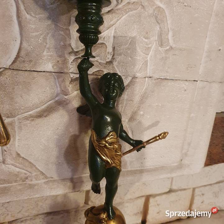 Figuralnasprawna lampa naftowa z brązu Antyki dolnośląskie Wrocław