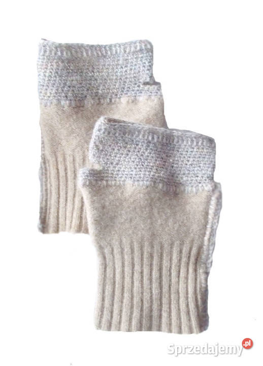 beżowe mitenki wełniane mitenki brązowe ciepłe pomorskie Gdańsk