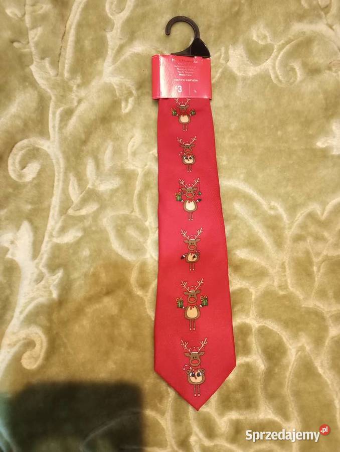 Krawat męski prezent świąteczny renifer Merry