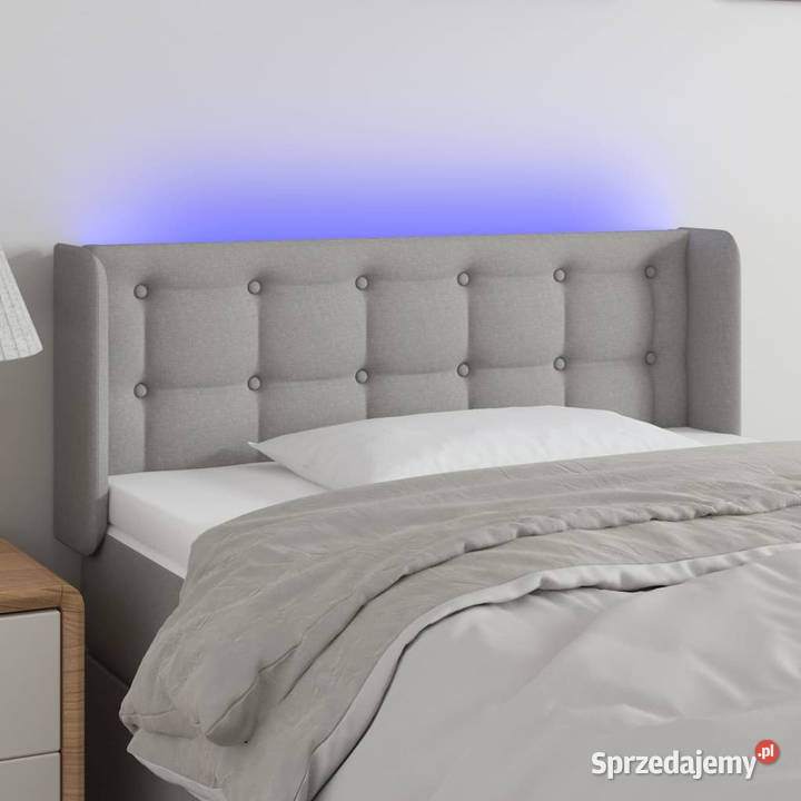 Zagłówek do łóżka z LED jasnoszary 103x16x7888 mazowieckie