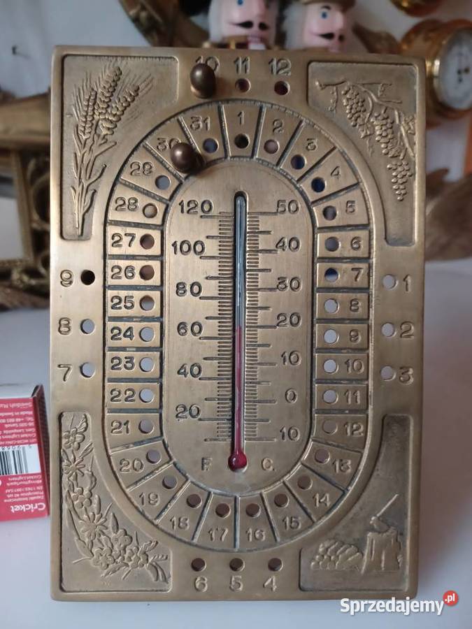 Piękny sygnowany mosiężny kalendarz z wielkopolskie