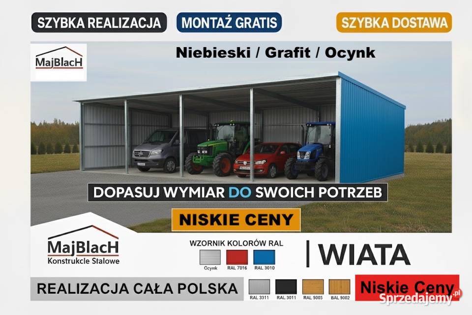 Kolory RAL WIATA Ocynkowana GARAŻ BLASZANY Lębork