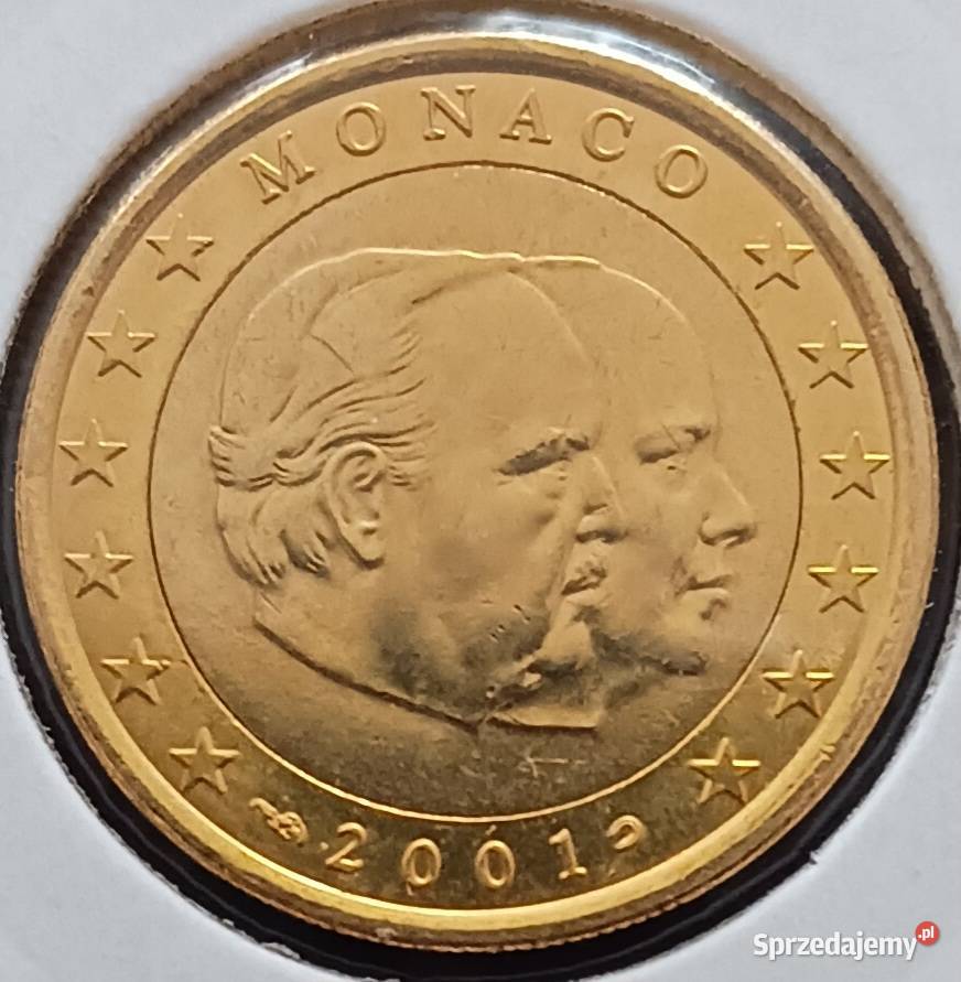 1 Euro Monako 2001 r pokryte złotem rzadkość Numizmatyka Konin