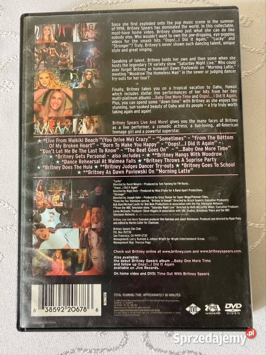 Britney Spears Live and More DVD Oryginał Crazy śląskie Czerwionka-Leszczyny