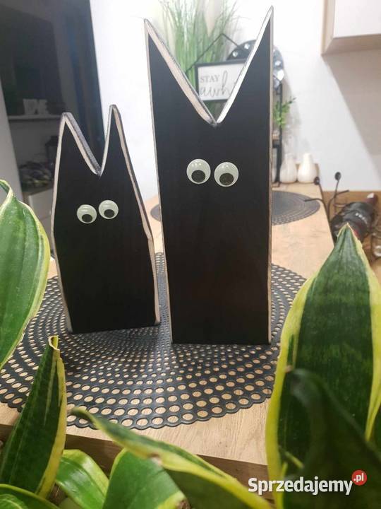 WoodDecor Koty drewniane świecące oczy Muszyna sprzedam