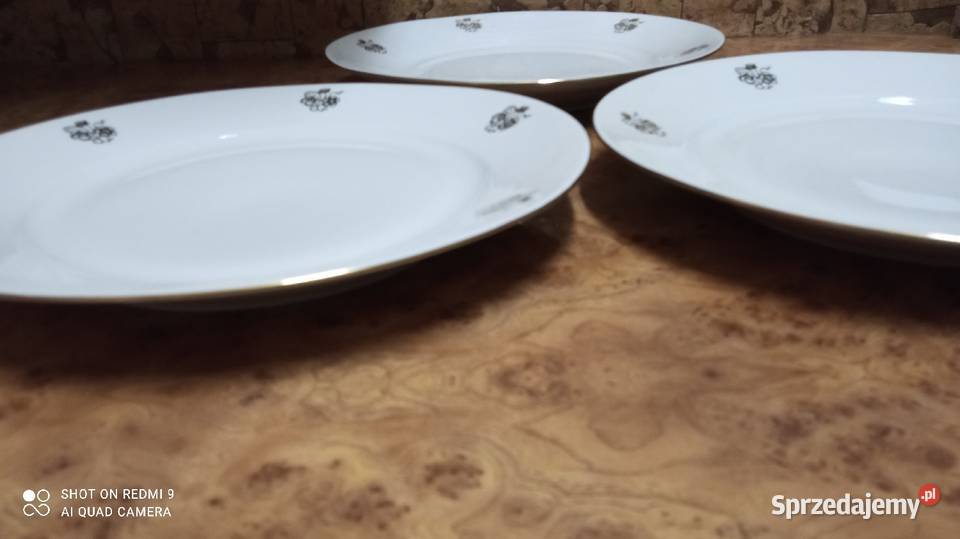 Duże 3 talerze porcelana Huta Karolina