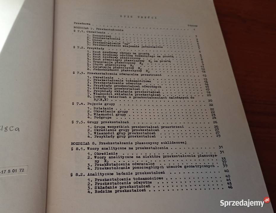 Geometria analityczna I roku matematyki Cz 2 Rok wydania 1972 pomorskie Gdańsk