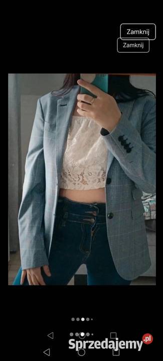 Marynarka granatowa Kratka pepitka o kroju Krosno