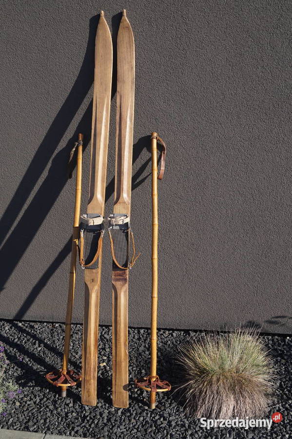 Stare narty jesionowe 160 kijki Pruchnik sprzedam