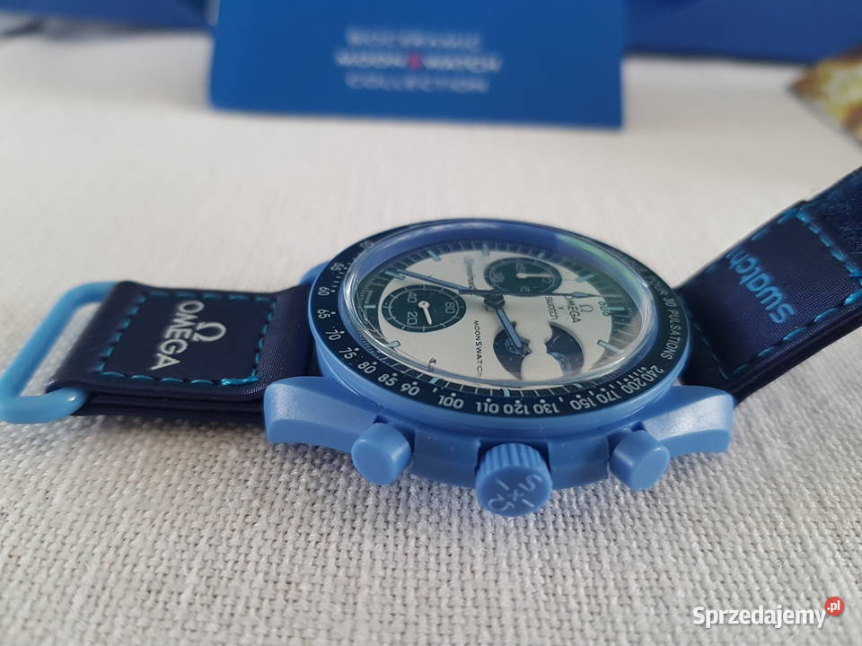Zegarek nareczny Omega mission to the moon blue Damskie dolnośląskie