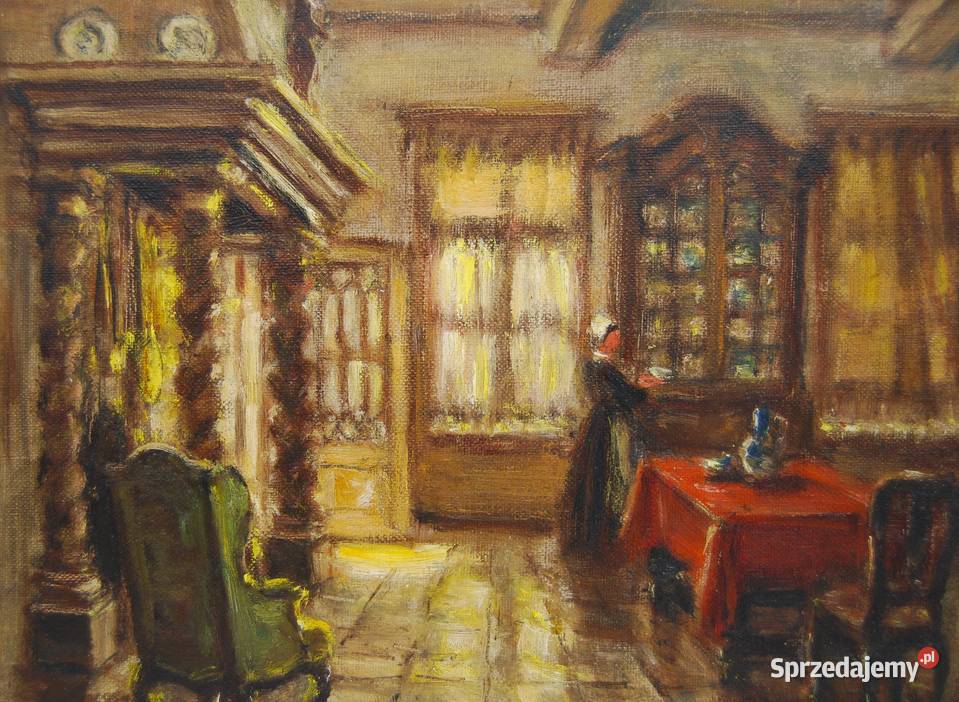 Albert Geudens 18691949 obraz Kobieta w jadalni Malarstwo Poznań sprzedam