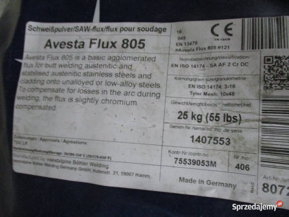 Topnik aglomerowany podstawowy AVESTA FLUX 805 Mogilno