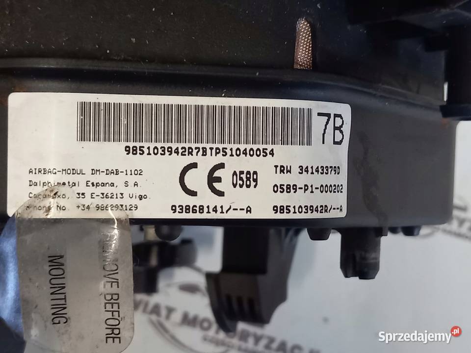 RENAULT TRAFIC III 15r AIRBAG poduszka kierowcy Poduszki powietrzne