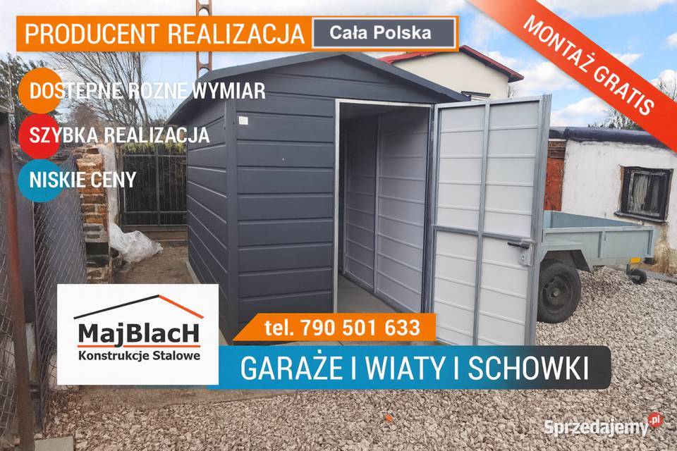MAŁY GRAFITOWY Garaż Blaszany Na narzędzia mazowieckie