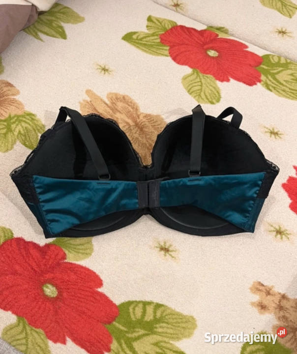 Czarnoniebieski biustonosz z koronką UK 36DD EU