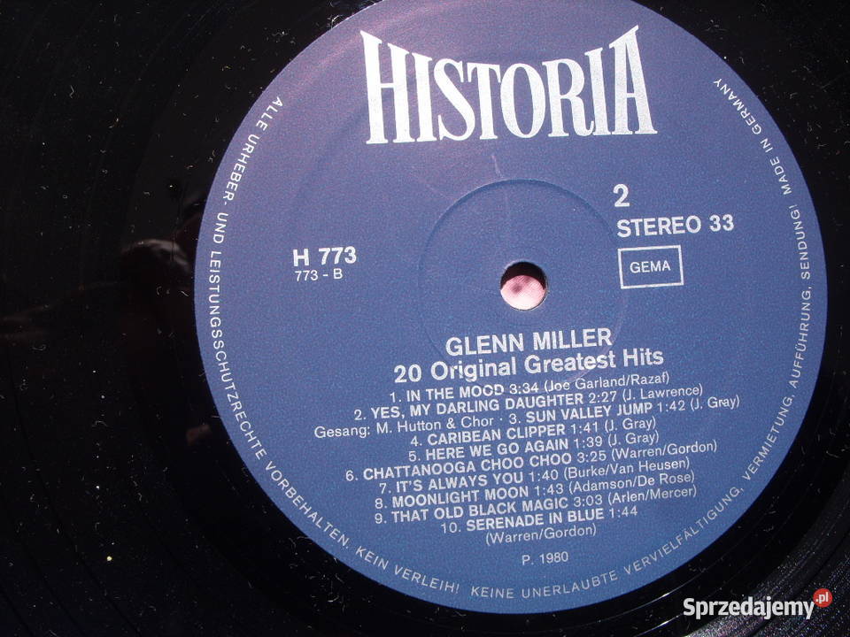 Winyl LP GLENN MILLER20 GREATEST HITS 1980 R jazz dolnośląskie sprzedam