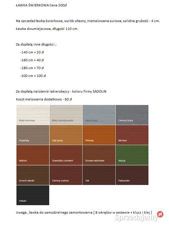 Ławka drewniana ogrodowa świerkowa Meble ogrodowe