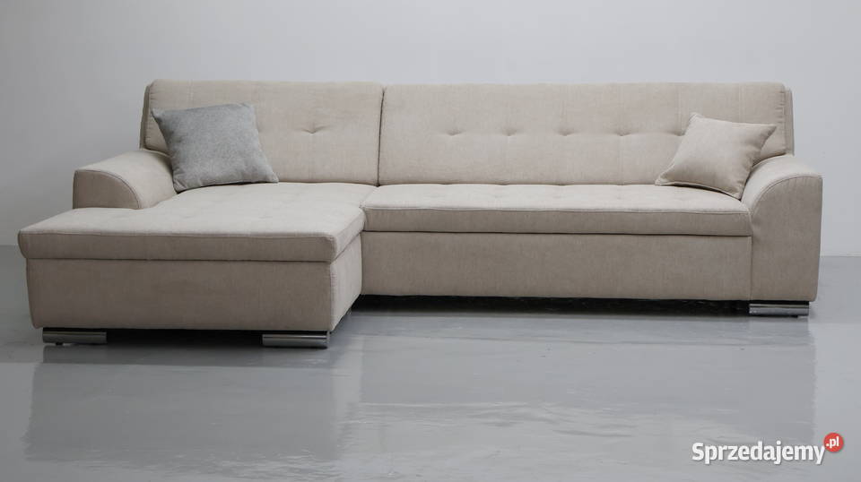 TJE Narożnik funkcją spania BEŻOWA tkanina