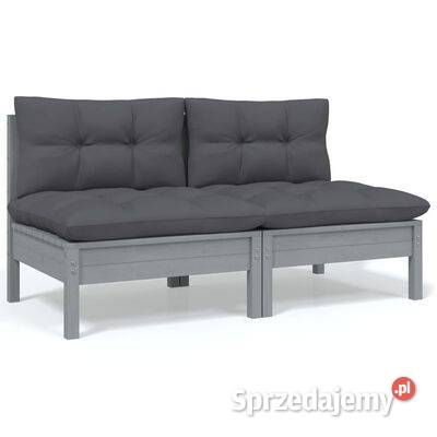 vidaXL 2-osobowa sofa ogrodowa z poduszkami, szara, drewno s