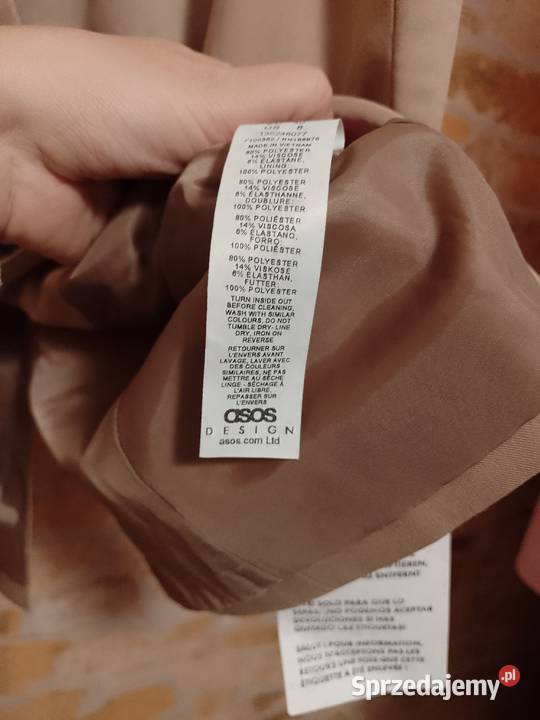 40L ASOS Beżowa kamizelka biznesowa z zapięciem Rozmiar 40(L)