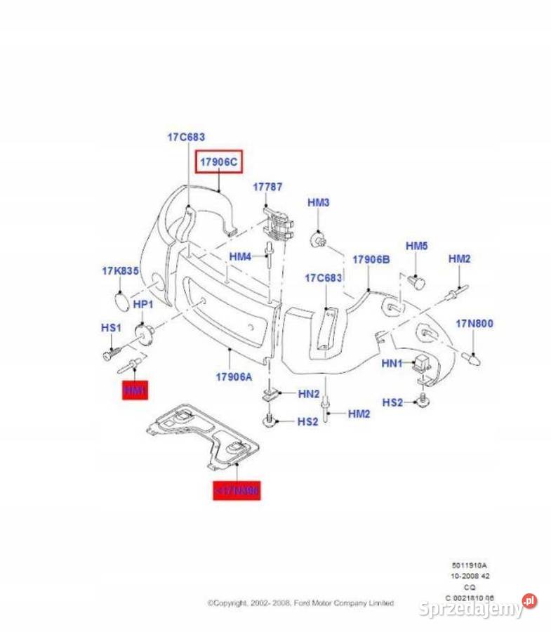 BŁOTNIK LEWY TYŁ FORD KA 9608 1117137 ORYGINAŁ osobowe