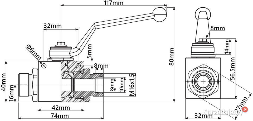 ZAWÓR HYDRAULICZNY RĘCZNY KULOWY 2 DROGOWY