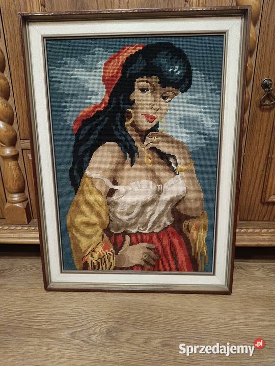 Obraz Cyganka wykonany haftem krzyżykowym Lipno