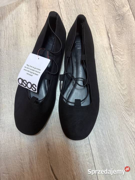 40 Asos design Czarne baleriny sznurowane z Kraków