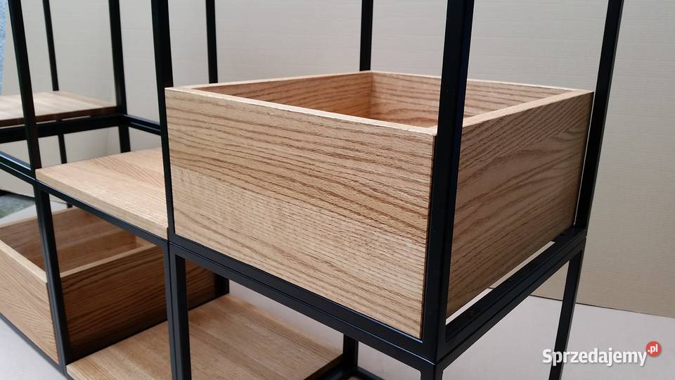 Regał loftowy skrzynki dąb lity Radomsko