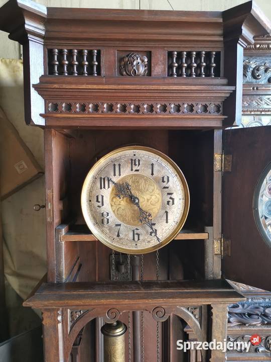 Piękny zegar eklektyczny stojący ok1900r antyk dolnośląskie Wałbrzych