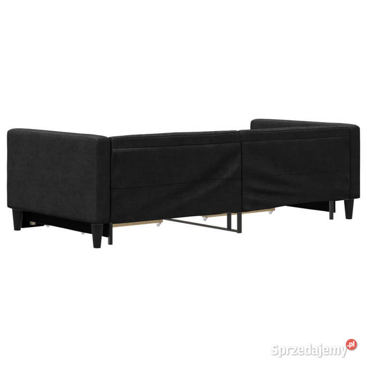 Sofa rozsuwana z szufladami czarna tkanina
