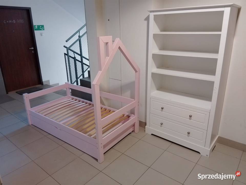 Łóżko domek 80x160 różowe drewniane