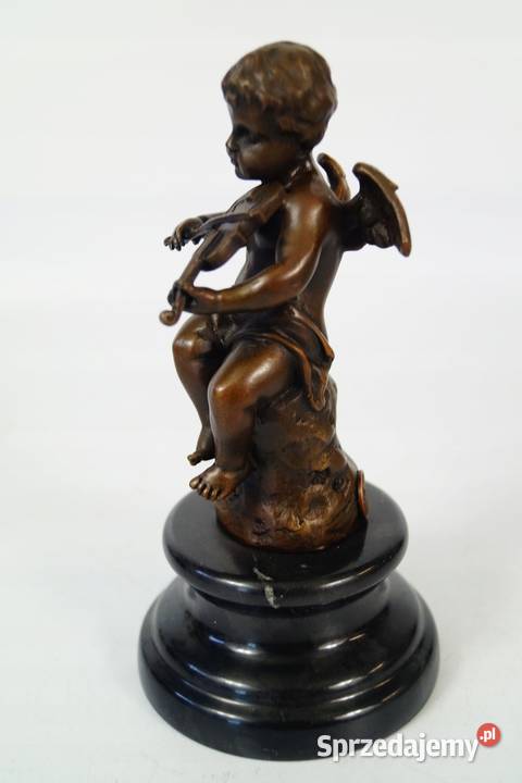 Rzeźba z brązu ANIOŁ putto grający figura z Gizałki