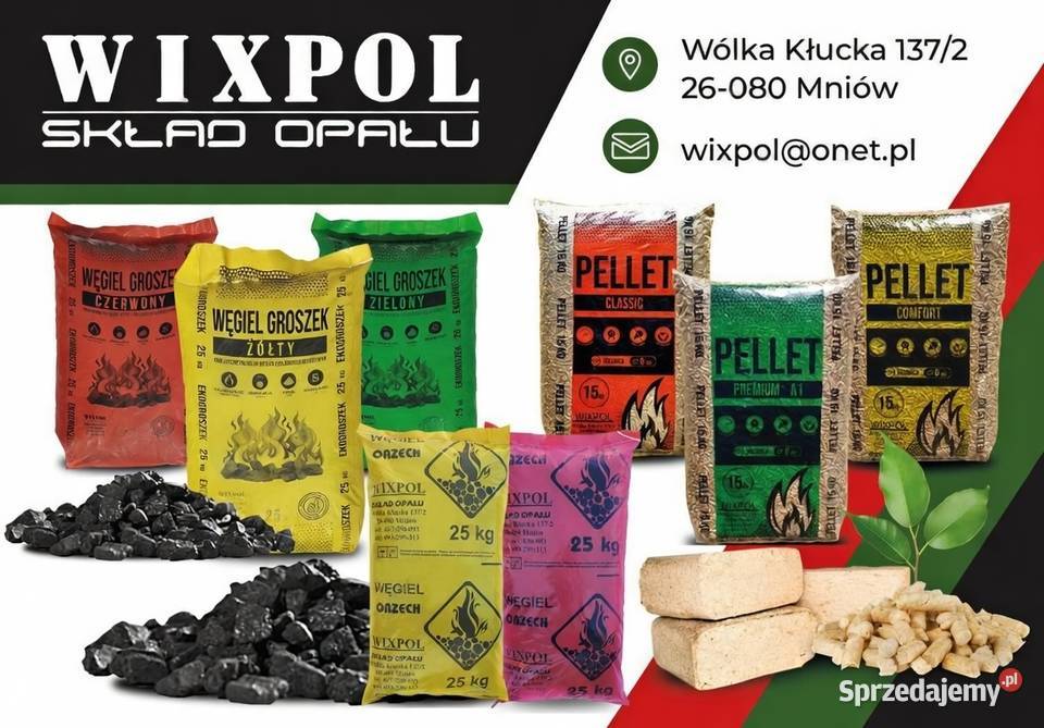 Skład Opału WIXPOL Węgiel Orzech Workowany 25 Mniów sprzedam