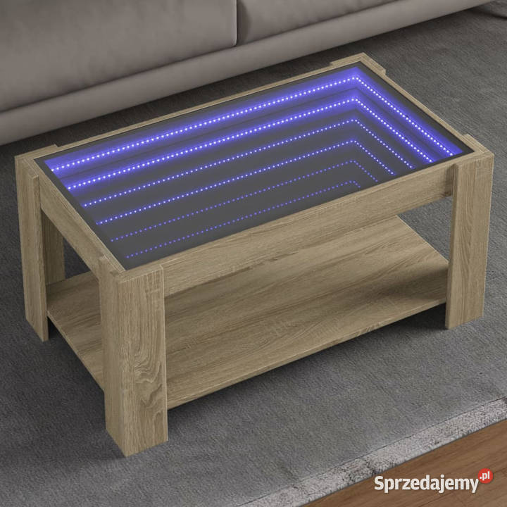 Stolik kawowy z LED dąb sonoma 93x53x45 WM847555 mazowieckie Warszawa