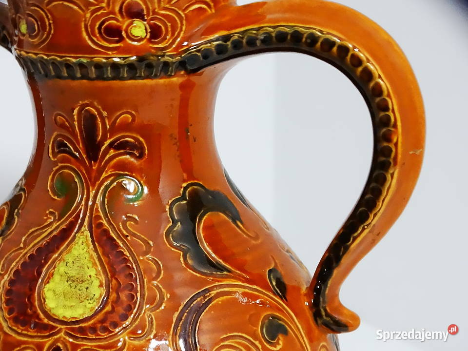 Dzbanek ceramiczny dekoracyjny ręcznie zdobiony