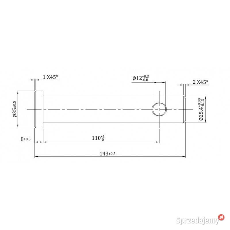 Sworzeń z łbem kat 2 25x110 mm 1160190000