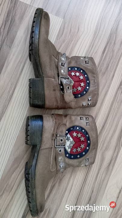 Skórzane kowbojki vintage old american style 23.8cm Końskie