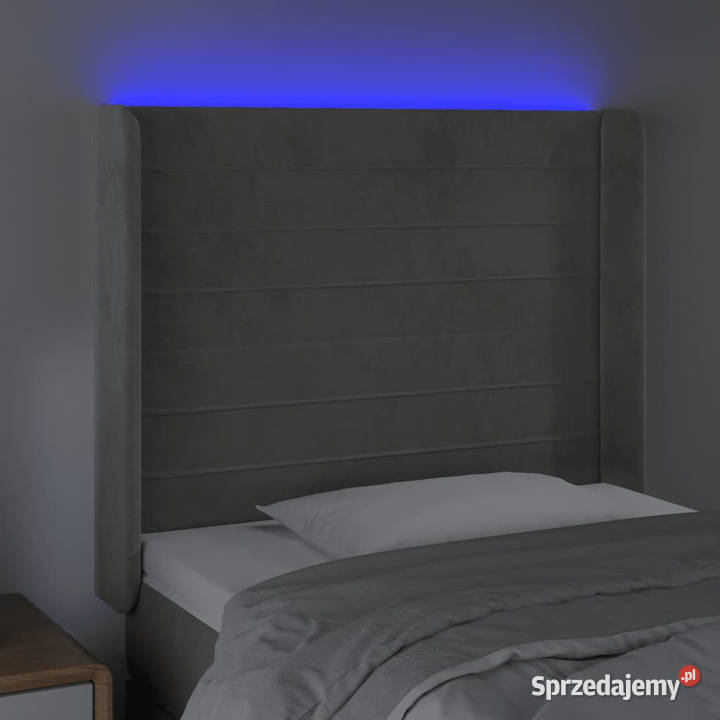 Zagłówek do łóżka z LED jasnoszary 83x16x118128 Meble