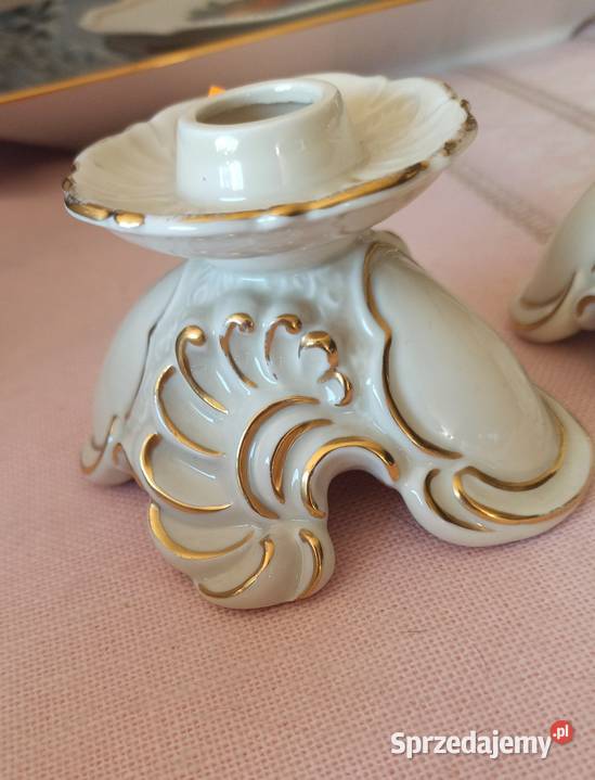 Świecznik Syg NP Neutettau Porcelana złocona w Gdańsk