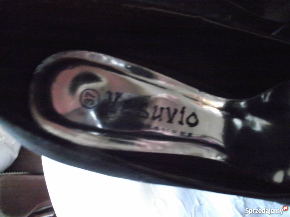 CZARNE SATYNOWE SZPILKI r 37 Czółenka wielkopolskie Piła