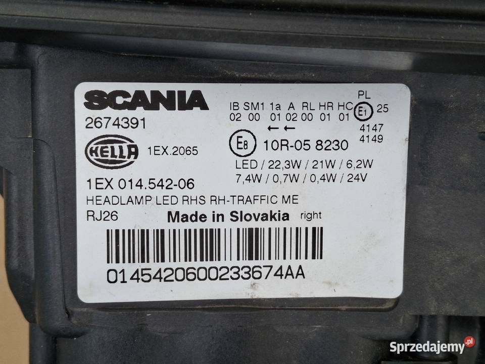 SCANIA R S REFLEKTOR PRAWY FULL LEDLAMPAA PRAWA ciężarowe lubuskie
