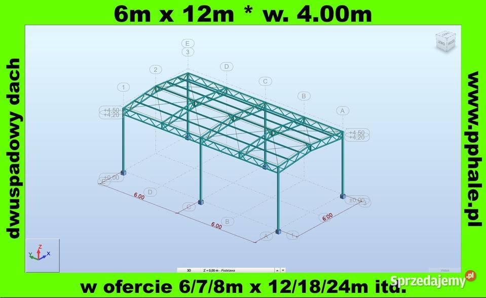 Konstrukcja Stalowa Dwuspadowa 6m x 12m Wiata Rawa Mazowiecka