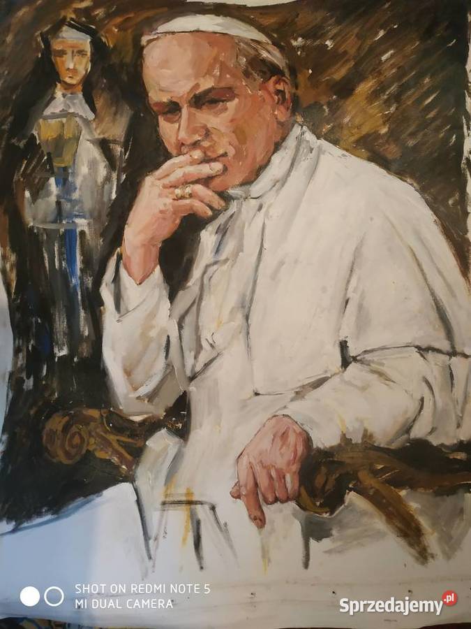 Sprzedam Olejny obraz Papież Jan Paweł II płótno Józefów