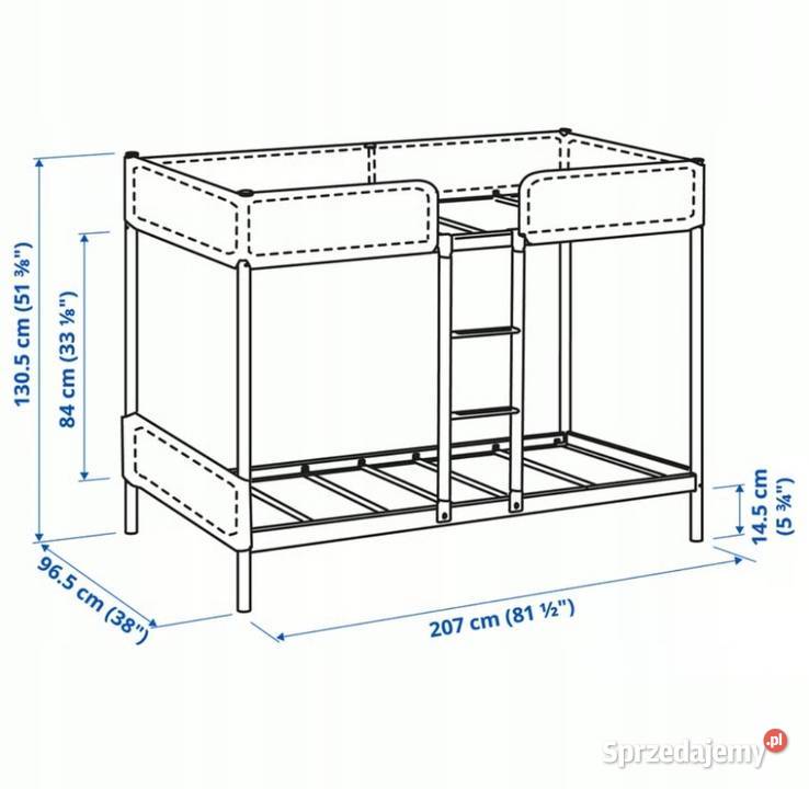 IKEA TUFFING Rama łóżka piętrowego ciemnoszary