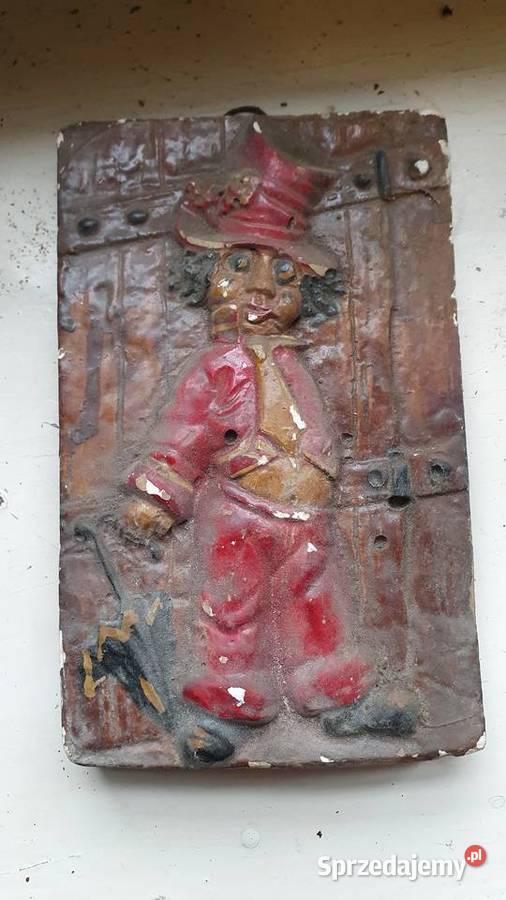 Obraz płaskorzeźba gliniany gipsowy krasnal z sprzedam