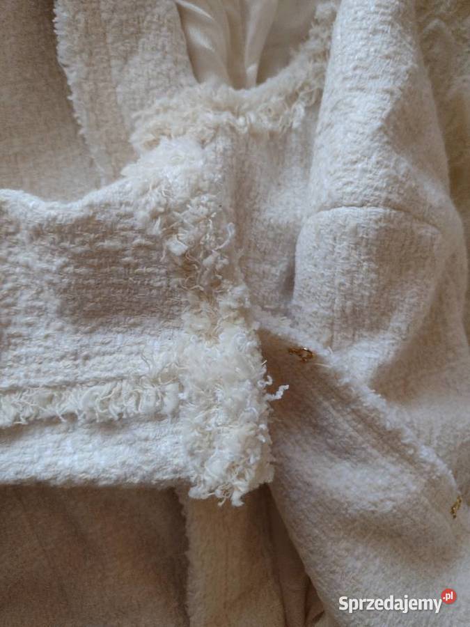 40L ZARAEkskluzywny biały płaszcz z Kurtki i płaszcze Kraków