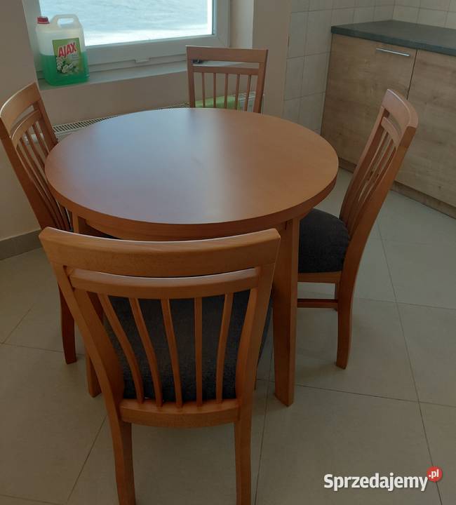 Stół z litego drewna bukowego z czterema Krzesła Janki