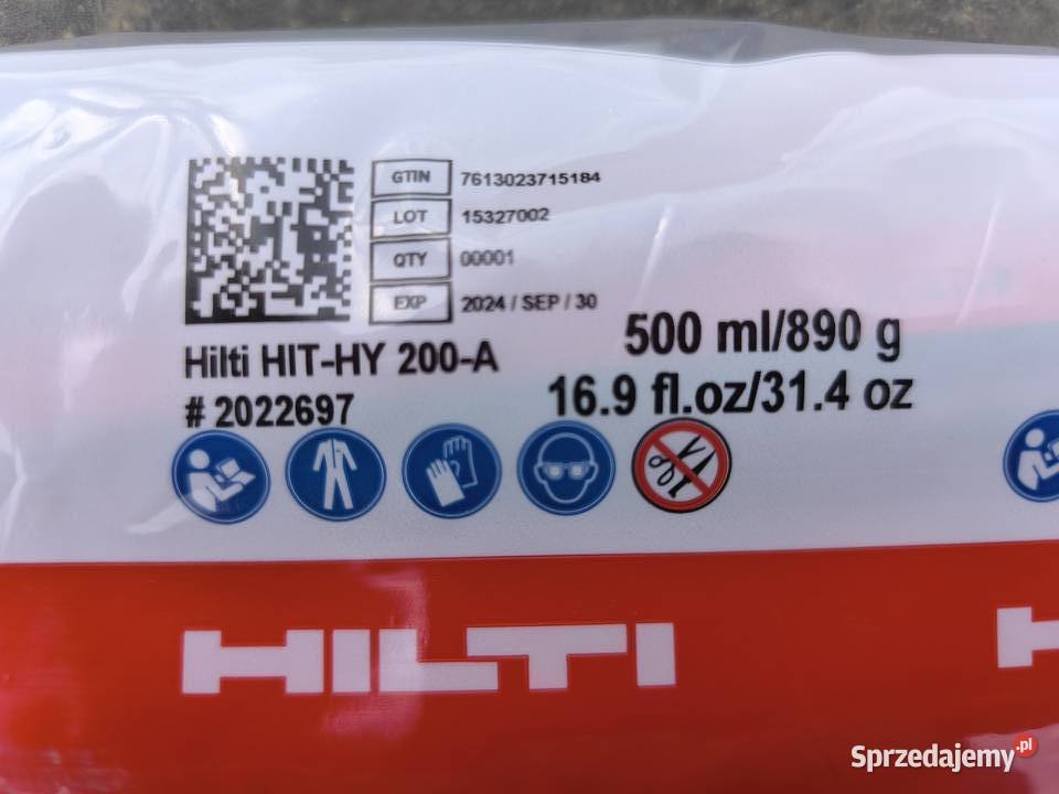 HILTI Kotwa chemiczna żywica iniekcyjna HITHY Kleje